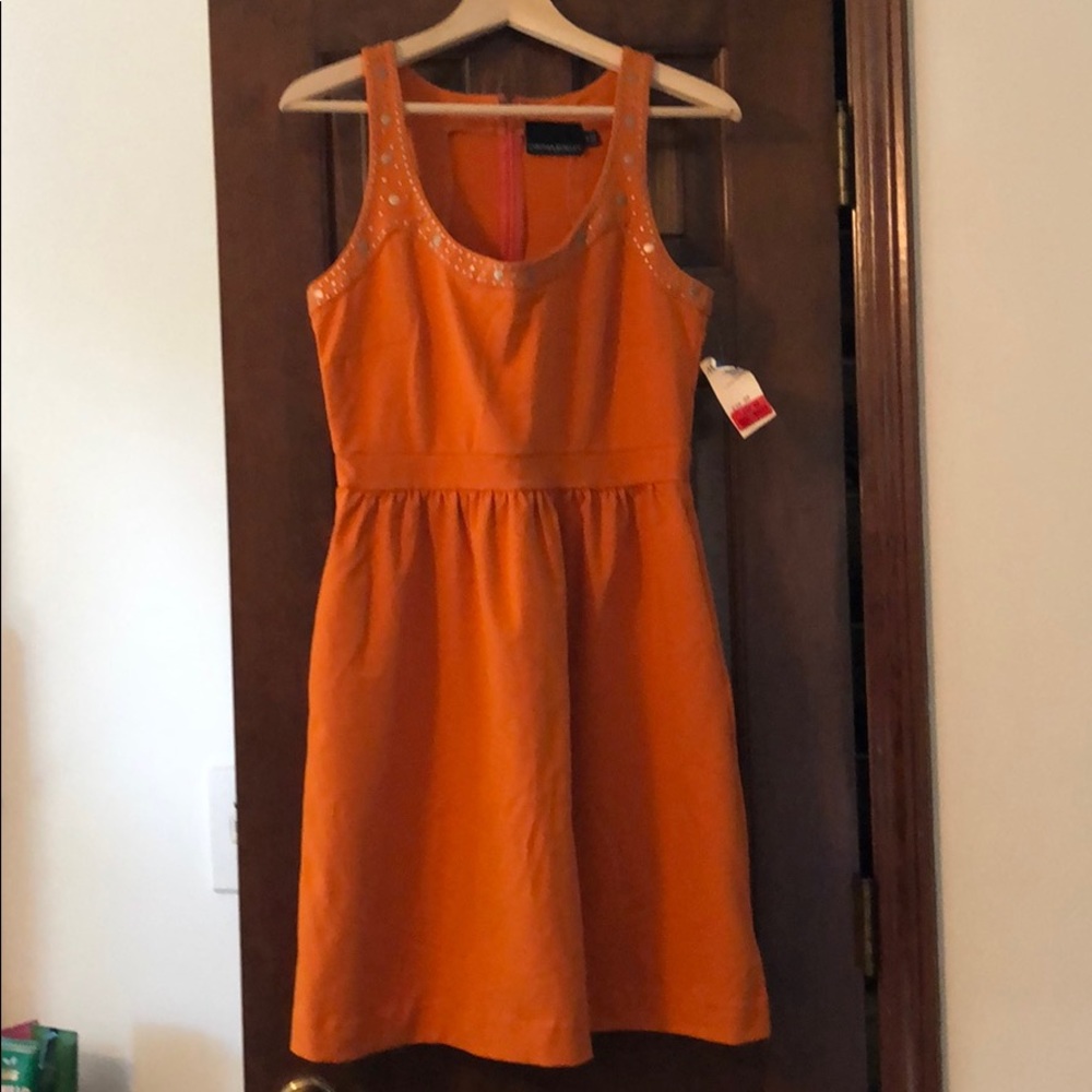 Cynthia Rowley Orange with metal racerback dress